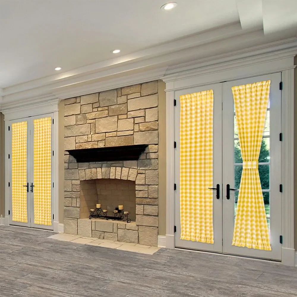 Achim Home Furnishing Buffalo Check French Door Panel with Adjustable Tiebacks,